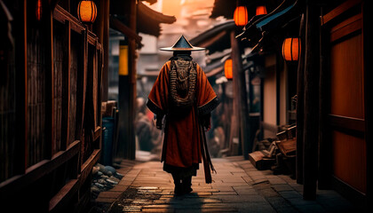 Samurai in a lonely alley