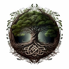 Yggdrasil illustration. Tree of Life, Scandinavian mythological symbol - 579453127