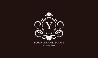 Vector illustration of letter Y logo template. Classic floral monogram with decorative elements.