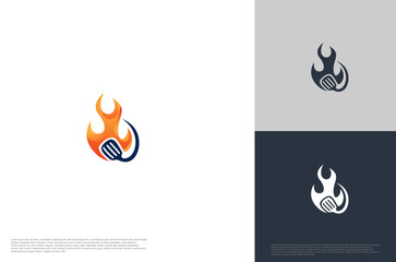 barbecue grilled vector logo template. BBQ, grill food and restaurant icon with fire icon