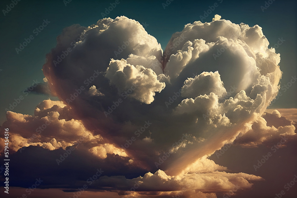 Wall mural heart shaped cloud. generative ai.