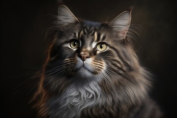 Katze im Porträt Studio - Maine-Coon - Generative AI