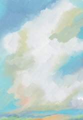 Impressionistic Soft Cloudscape Digital Painting, Art, Artwork, Illustration for Background, Backdrop, or Wallpaper – Also for Ads, Fliers, Posters, etc.