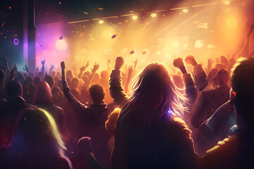 dancing people in a club, abstract illustration, generative ai 