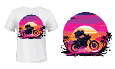 Motorbike action shot of a rider colorful t-shirt vector design template