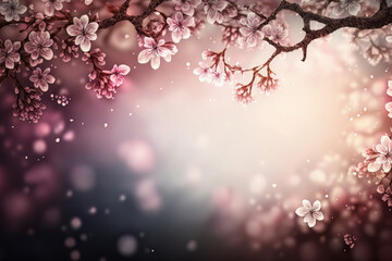 Spring Beauliful Cherry Blossom Background Illustration AI Generative