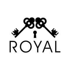 Royal golden key icon isolated on transparent background