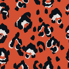 Jaguar Drawing Vector Seamless Pattern. Ethnic