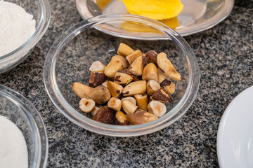 peeled chestnuts in the bowl