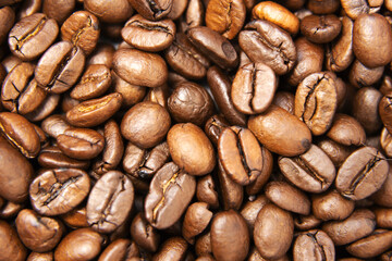 Aromatic coffee. Coarse coffee beans. roasted coffee beans, can be used as a background.