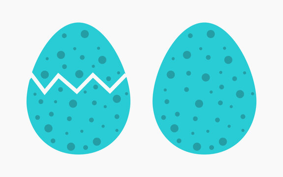 Blue Easter eggs icons. Cracked egg.