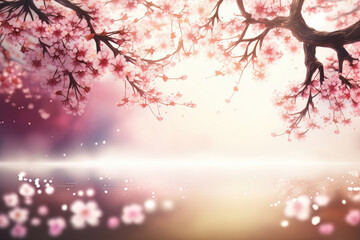 Spring Beauliful Cherry Blossom Background Illustration AI Generative