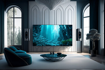 elegant tv room, generative ai