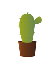 Simple Green Cactus In Brown Pot Graphic Asset