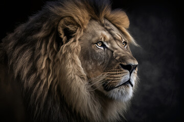 Wild Animal Lion Portrait. Illustration Generative AI