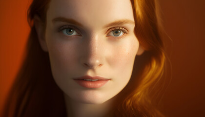 Fototapeta premium beautiful red-haired woman photo session in the studio