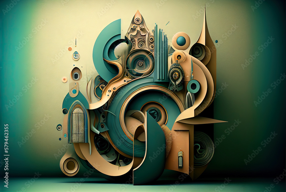 Aufkleber abstract architectural retro composition in surrealism style. retro background with surreal mindbend