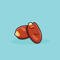 Vector Illustration of Date fruits cartoon flat icon isolated on a blue background for Islamic religion festival Ramadan Kareem fasting.