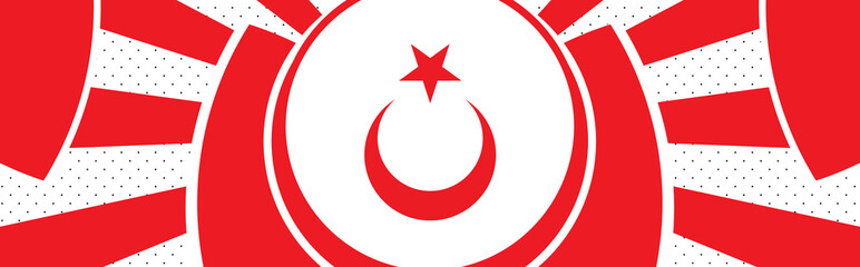 Obraz premium Red Moon star icon and tulip, sun patterns. Turkish patterns in vector illustration.