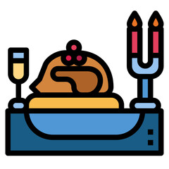 christmas dinner filled outline icon style