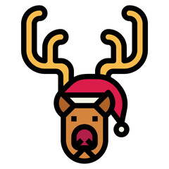 reindeer filled outline icon style