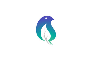 bird leaf creative logo concept