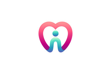 people love care logo design in minimalistic design style