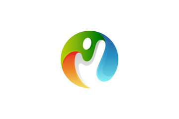 family health and care logo template in modern design