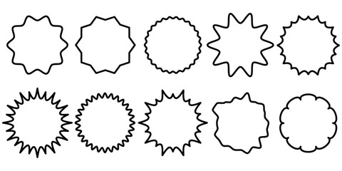 Sticker, label, badge vector line icon set