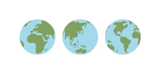 Globe world map. Planet earth flat vector illustration. Doodle map with continents and oceans.