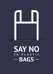 Say no to plastic bag, trendy ecological sticker for print, vector illustration 10eps.