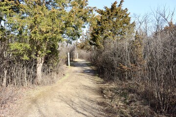 The hiking trail in the countryside on a sunny day.