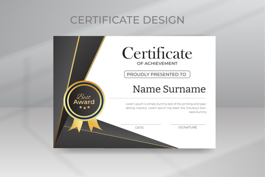 Modern Certificate of Achievement Appreciation Template Design With Luxury Badges and Clean Modern Pattern Background Ready Print