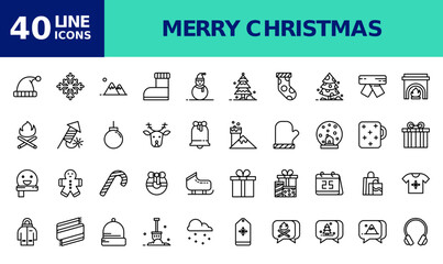 Icon Pack Christmas, Holiday. editable file and color.