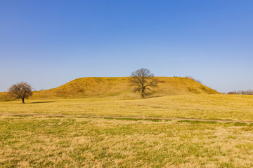 Sunny view of the Cahokia Mounds State Historic Site