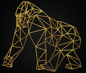 Polygonal geometric gorilla with golden effect © Aakash