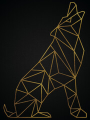 Polygonal geometric wolf with golden effect