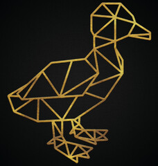 Polygonal geometric duck with golden effect