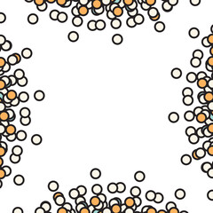 Orange and cream circle dots frame. Vector illustration.	