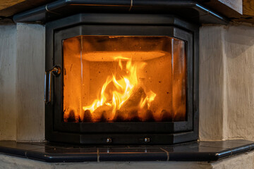 cozy fire in the fireplace