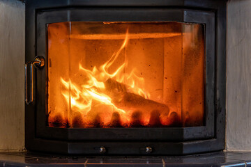 cozy fire in the fireplace
