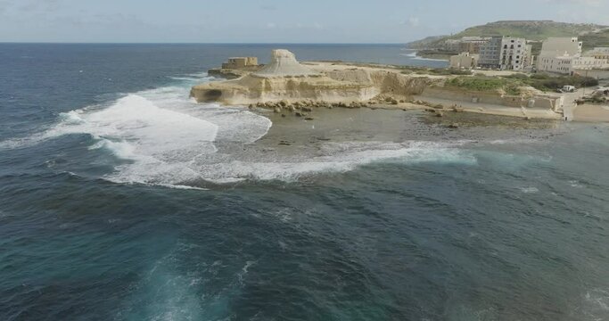 Clifs Seaside Malta Aerial Footage of in 4K High Definition. Beautiful Malta Drone Aerial Landscape Scene