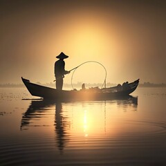 Fishing in the Sunset -  Desktop Wallpapers