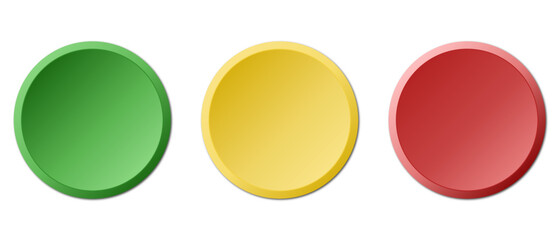Set of round buttons. Green, yellow, red. Buttons in vector.