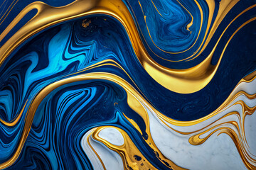 Illustration of a Luxurious White and Blue Marble Wall with Intricate Gold Trim and Accents, Perfect for Elegant and Sophisticated Interior Designs, created with Generative AI technology