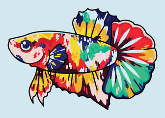 betta fish multicolour illustration logo vector, product, logo template, vector illustration, business, sign, creative.