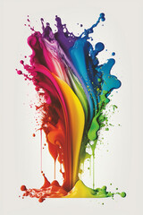 Explosion de peinture avec les couleurs de l'arc en ciel.