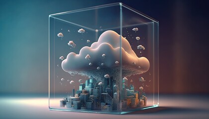 Obraz premium Cloud computing technology concept. Futuristic illustration. AI generated 