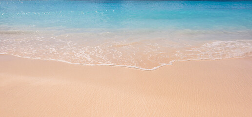 Nature landscape view of beautiful tropical beach and sea in sunny day. Beach sea space area
