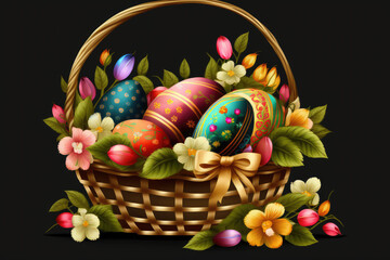 Fototapeta na wymiar Easter eggs in basket illustration created using generative AI.